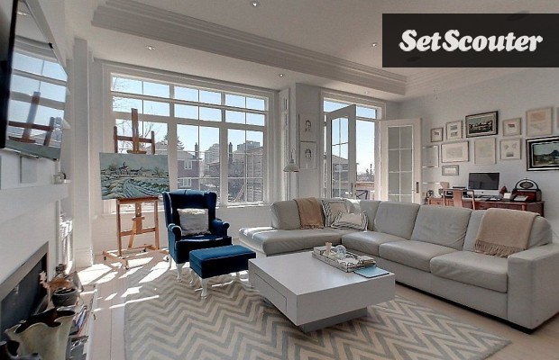 This crisp, calming living room is wish-list worthy. With wall-to-wall windows, the natural light floods this room and brings out the soft accent colours in this neutral palette. Minya's living room retreat was the perfect set for a recent tea commercial.