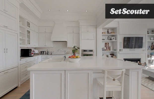 Minya's modern kitchen is very on-trend with white cabinetry. Her built-in appliances and huge island allow for a sleek, high-end look. Several productions have found a home in this spacious kitchen, including a 'Food Tips' segment used in every episode of Food Network Canada's "Food Factory".