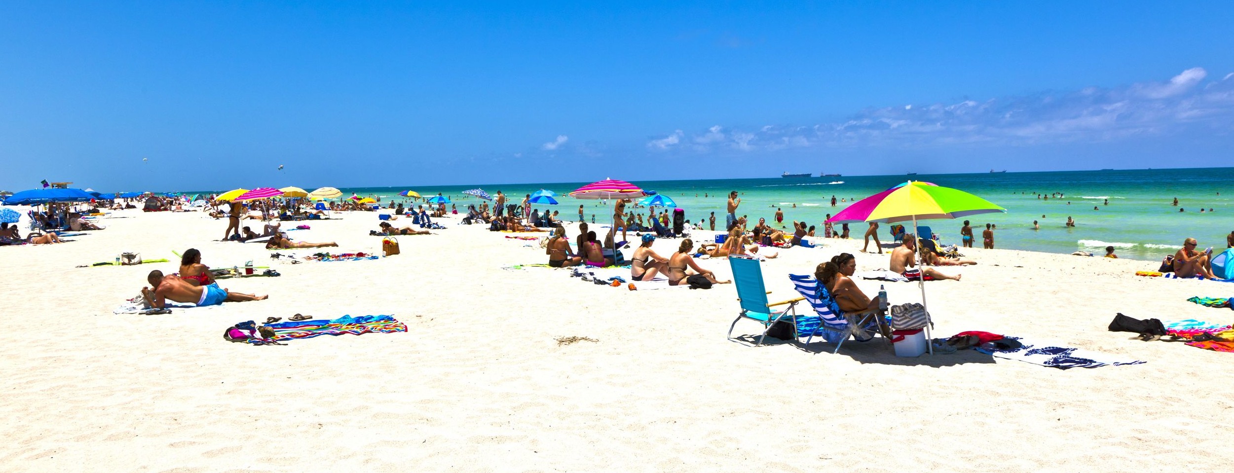 Miami Beach with umbrellas