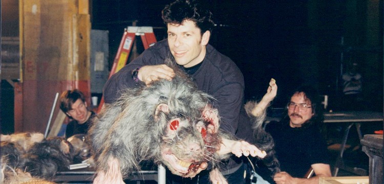 On set of from "Trilogy of Terror 2" (1996). Incidentally, I received a residuals cheque to the tune of $14.02 last week for Trilogy, from which I had 2 principal puppeteer days.